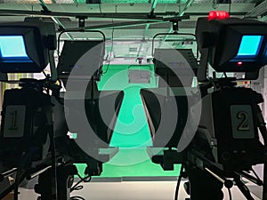 Television camera close-up in studio