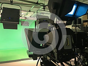 Television camera close-up in studio