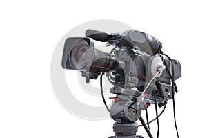 Television camera recording publicity event isolated