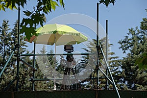 Television camera at a tennis court