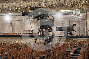 television camera in the theater, before the concert