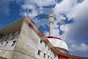 Television communications tower and transmitter, Praded, Jeseniky, Czech Republic, Czechia.