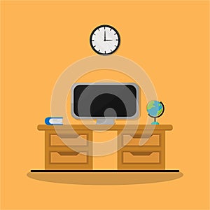 television and cupboard vector illustration.