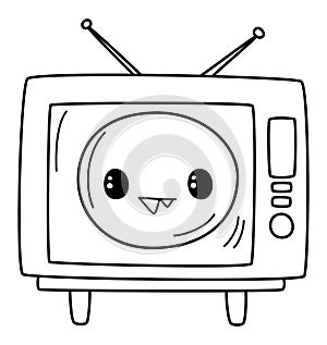 Television - A Dated TV Vector with Antennas and Stands