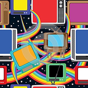 Television fun bring colors seamless pattern