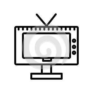 Television icon vector isolated on white background, Television sign , line and outline elements in linear style