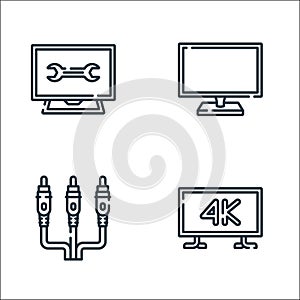 television line icons. linear set. quality vector line set such as k, av cable, television