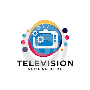Television logo vector design template