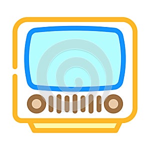 television old gadget color icon vector illustration