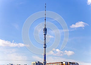 Television Ostankino tower, Moscow, Russia. Popular touristic landmark