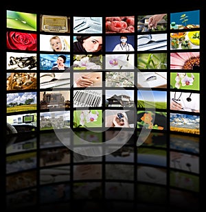 Television production concept. TV movie panels