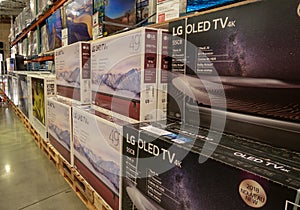 Television Sets on Display at Costco