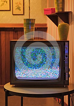 television in a sixties room old vintage style