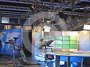 Television studio equipment, spotlight truss and professional ca