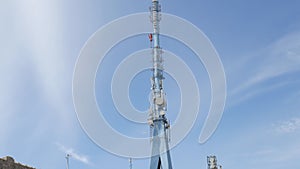 Television tower with antennas on the mountain above Dubrovnik, Croatia.