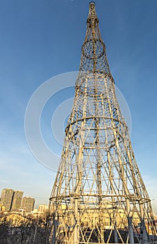 Television tower in Moscow on repairs