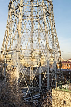 Television tower in Moscow on repairs