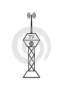 Television tower transmitting radio signal vector image