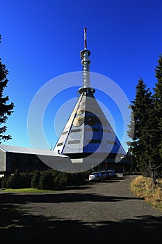 A television transmitter on Black Mountain, (czech: Krkonose, Pec pod Snezkou), the northern part of the Czech Republic