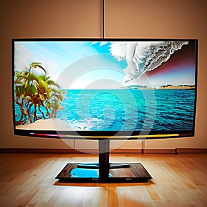 Televisione screen with a paradise Sea view