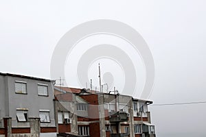 Televisions antennas on the balcony