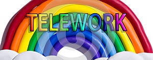 Telework theme with a clay rainbow