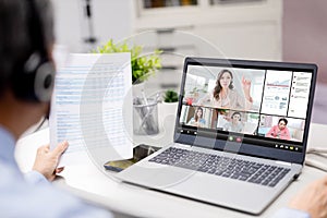 Telework video meeting in office photo