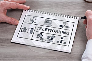 Teleworking concept on a notepad