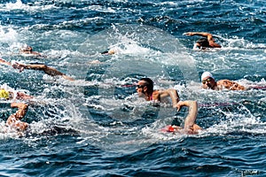 Swimming competition in the sea - Tellaro La Spezia Liguria Italy