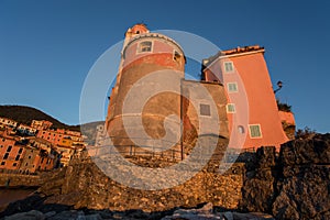 Tellaro at sunset, near Lerici, Spezia, Liguria,Italy.