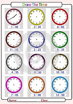 Telling the time, draw the time