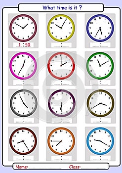 Telling the time, draw the time