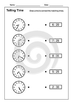 Telling Time Telling the Time Practice for Children  Time Worksheets for Learning to Tell Time game Time Worksheets