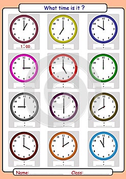 Telling the time, what is the time,