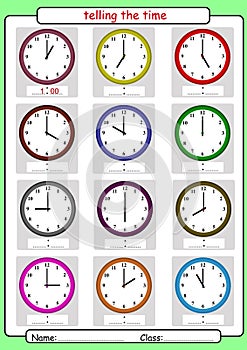 Telling the time, what is the time,