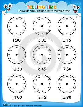 Telling time worksheet