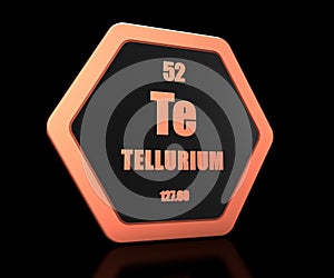 Tellurium chemical element periodic table symbol 3d render