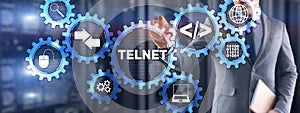 Telnet Virtual terminal client. Internet and Network concept