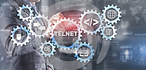 Telnet Virtual terminal client. Internet and Network concept