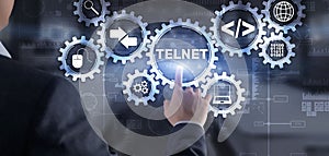 Telnet Virtual terminal client. Internet and Network concept