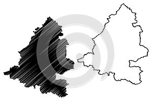 Teltow-Flaming district Federal Republic of Germany, rural district, State of Brandenburg map vector illustration, scribble