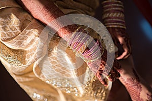 Telugu Indian bride with bangles photo