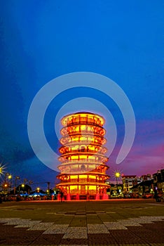 Teluk Intan,Malaysia,July 26th,2020: Menara Condong or Leaning Tower of Teluk Intan is a popular tourist attraction.