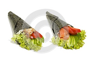 Temaki eel salmon