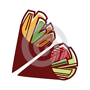 Temaki rolls with fresh vegetables inside isolated illustration