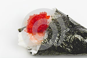 Temaki with shrimp meal and red caviar