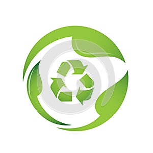 Recycle logo, circle, natural, green, leaves,