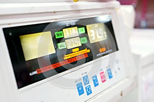 Temp monitor of baby incubator in the hospital with show the number of temperatures