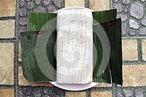 Tempe or tempeh wrapped in banana leaves
