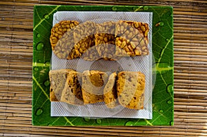 Tempeh goreng and tofu goreng fried tempeh and fried tofu in Indonesia